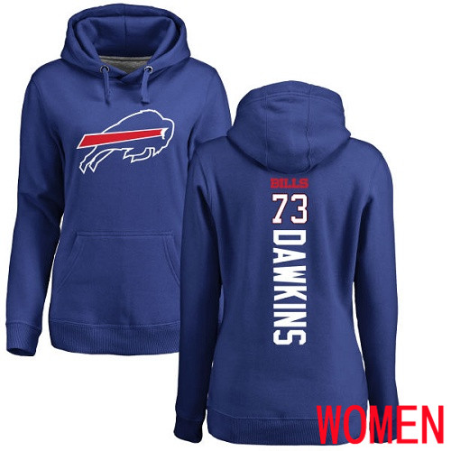 NFL Women Buffalo Bills #73 Dion Dawkins Royal Blue Backer Pullover Hoodie Sweatshirt